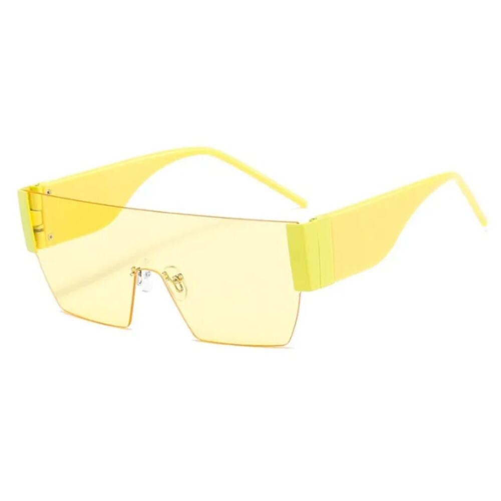 Square Oversized Flat Top Fashion Sunglasses for Women Vibrant Summer Yellow NEW
